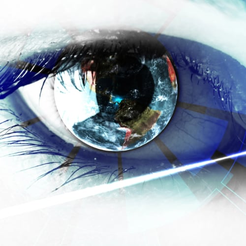 illustration of an eye focussing on something to indicate perspective