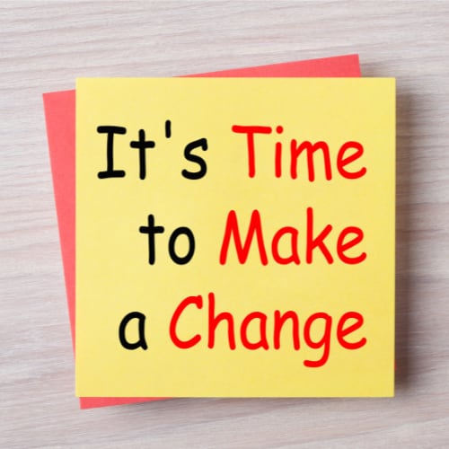 the words time to make a change written on a sticky note