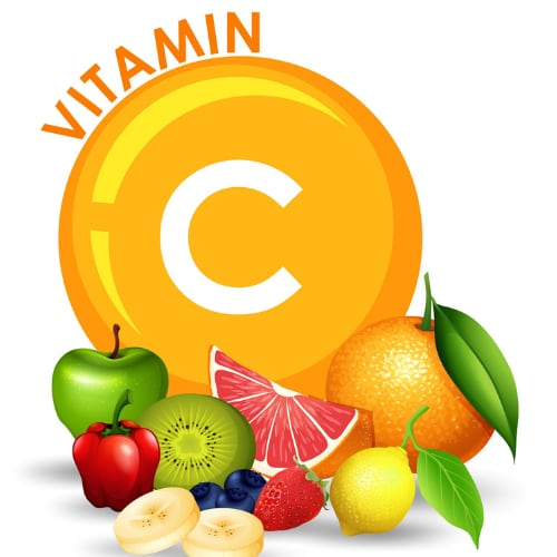 image of various fruits such as apple, kiwi, orange, strawberry, and others that contain vitamin c