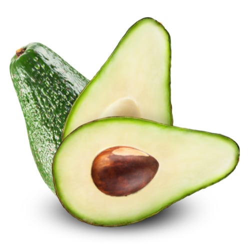 fresh avocado sliced into halves