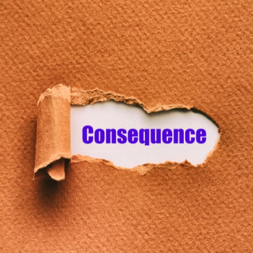 the word consequence showing through a textured background