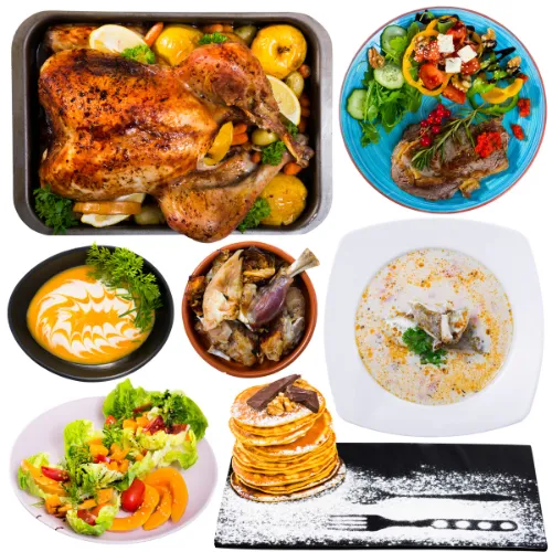 A series of different meals over time showing how eating patterns shift across days and routines.