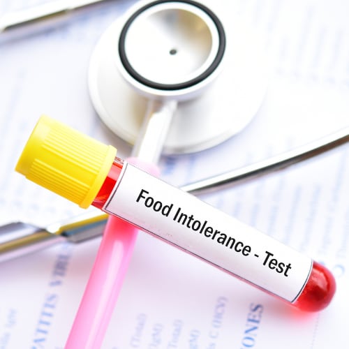 test tube with blood sample for food intolerance test