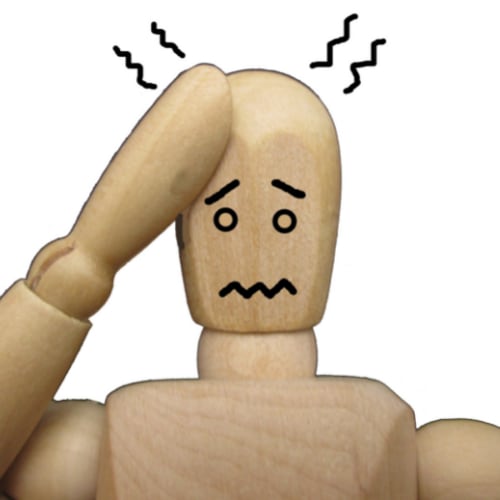 cartoon figure of a man indicating discomfort