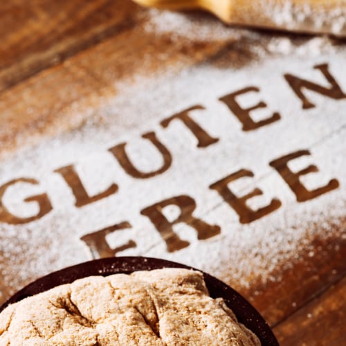 text gluten free written with a gluten free flour