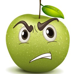 green apple with cartoon face looking perplexed