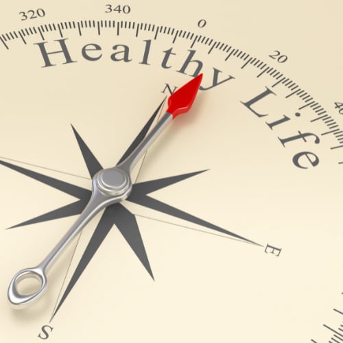 compass pointing to healthy life