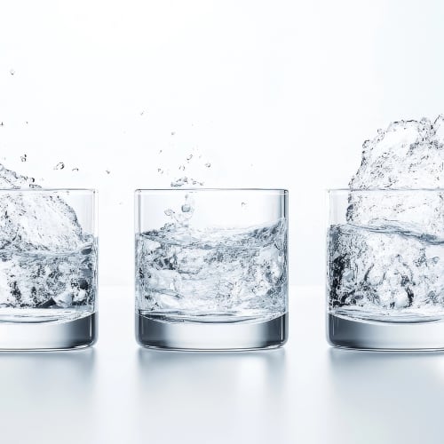 clean drinking water on grey background