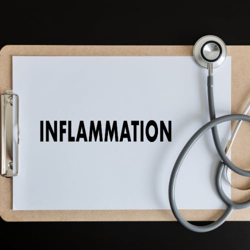 the word inflammation spelled out on a medical clipboard