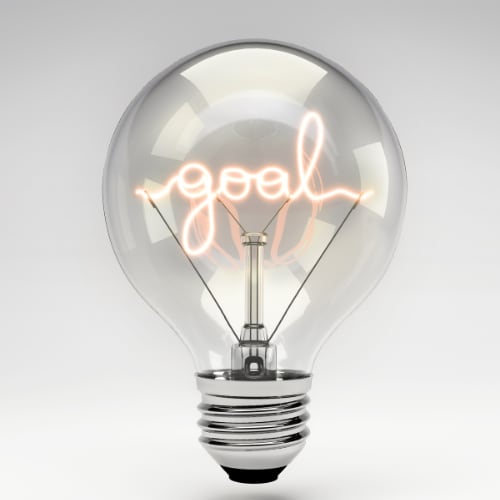 lightbulb with the word goal inside lit up