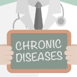 doctor holding a sign that says chronic disease