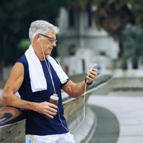 A person moving through a calm daily routine with work, meals, and movement reflecting steady energy and balance.