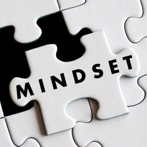 a puzzle piece with the word mindset