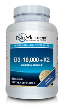 NuMedica D3-10,000 + K2 professional-grade supplement