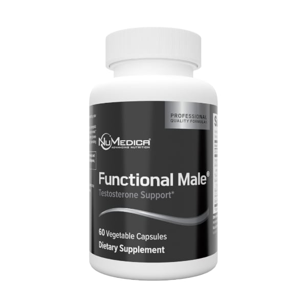 NuMedica Functional Male Performance Formula 60 vegetable capsule professional-grade supplement.