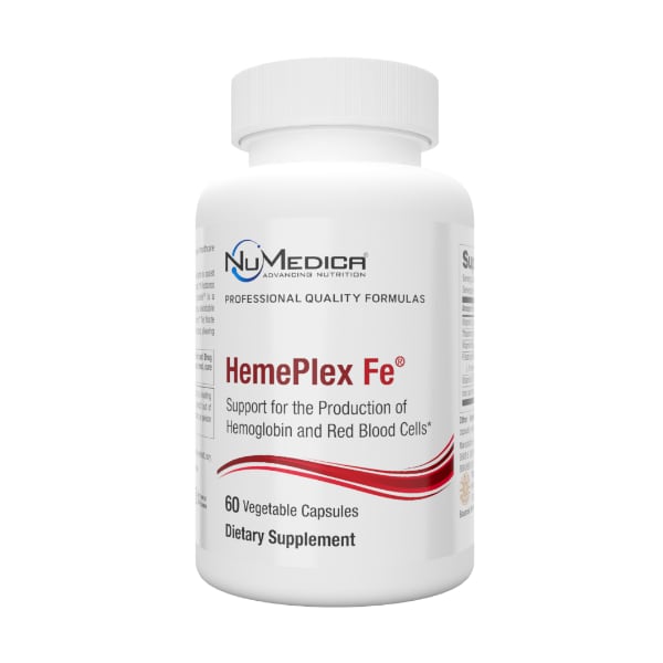 NuMedica HemePlex Fe 60 vegetable capsul professional-grade dietary supplement.