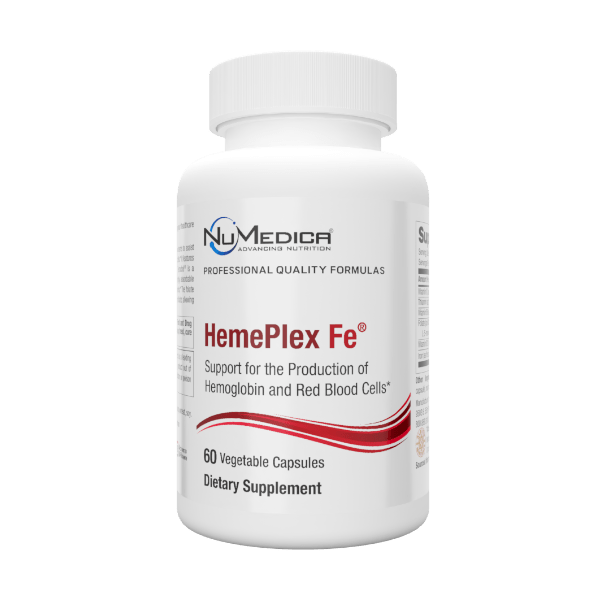 NuMedica HemePlex Fe 60 vegetable capsule professional-grade dietary supplement.