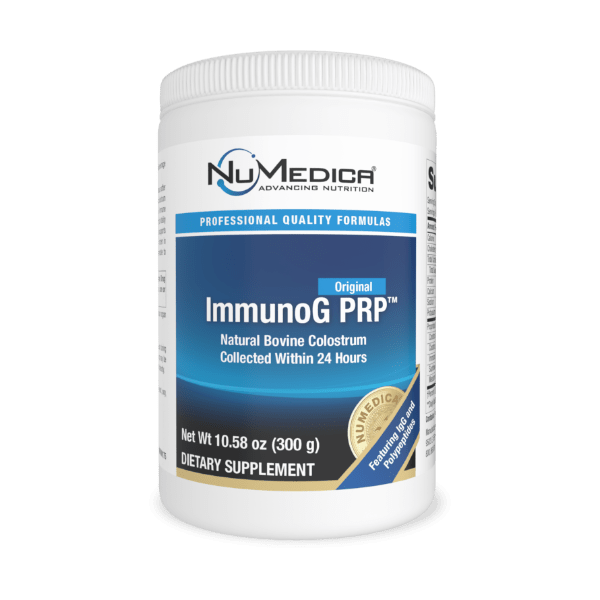 NuMedica ImmunoG PRP Powder contains 30 servings and is available in Chocolate, Natural, and Vanilla flavors.
