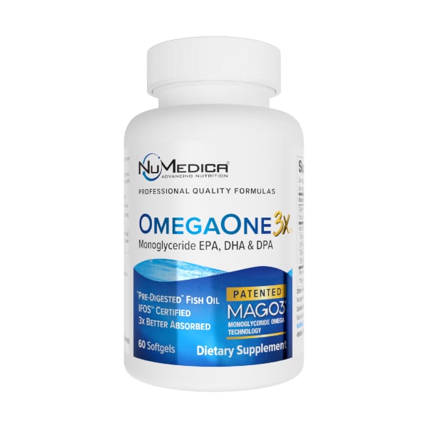 NuMedica OmegaOne 3x 60 s0ftgel professional-grade dietart supplement.