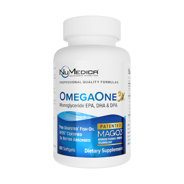 NuMedica OmegaOne 3x 60 s0ftgel professional-grade dietart supplement.