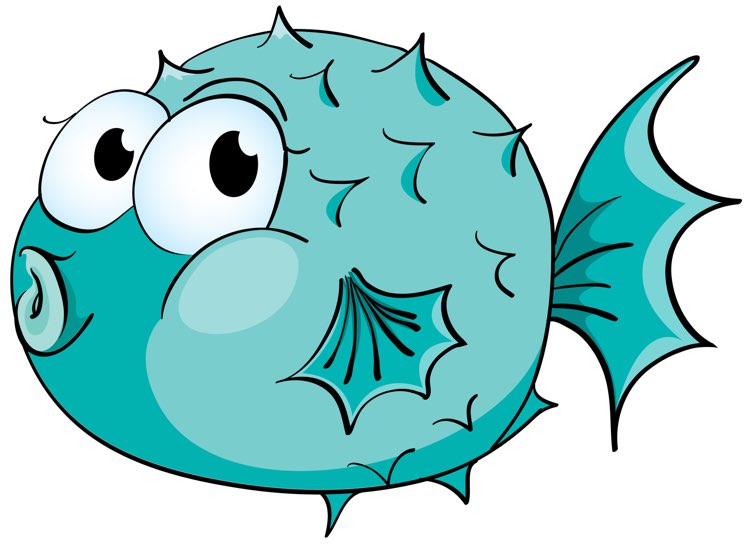 illustration of an aqua-colored puffer fish