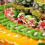 Sliced fruit assortment on platter