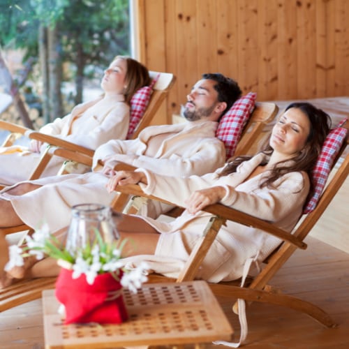 adults relaxing at a spa retreat