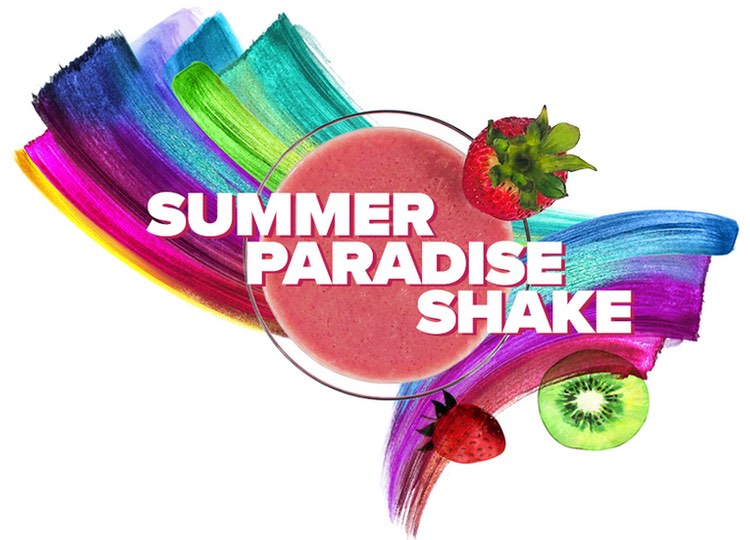 Summer Paradise Shake with NuMedica Power Reds Strawberry-Kiwi, Liposomal Vitamin C and GlutaMed.