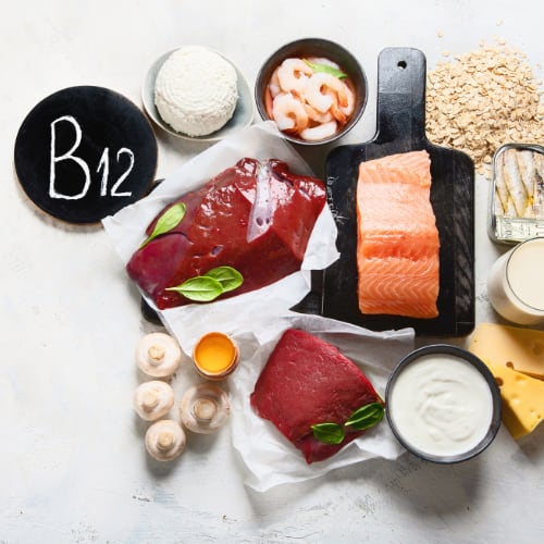 B12 is found most commonly in products derived from animal origin including liver, kidneys, clams, shellfish, beef, tuna, and others