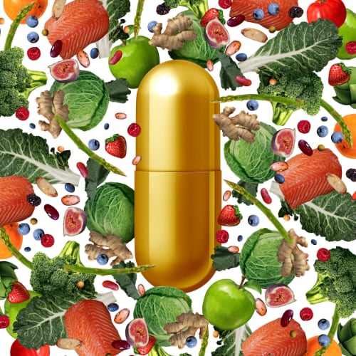 vitamin d rich foods and vitamin capsule