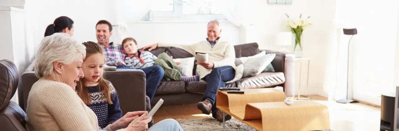 multi-generational family at home living a healthier lifestyle